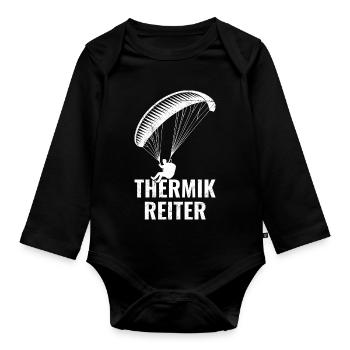 Parapente THERMIK REITER Drôle - Body Bébé bio manches longues - noir - Devant