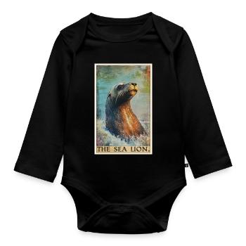 Sea Lions Sea Lion - Organic Longsleeve Baby Bodysuit - black - Front