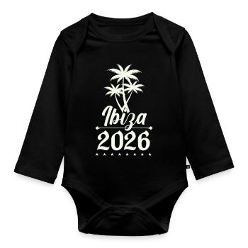 Ibiza 2026 Palm Trees Silhouette - Organic Longsleeve Baby Bodysuit - black - Front