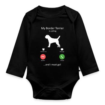 La race de chien Loyal Border Terrier appelle - Body Bébé bio manches longues - noir - Devant