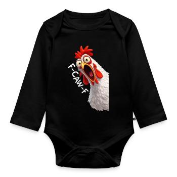 F-Caw-F poulet Humour adulte Coq drôle Fcawf - Body Bébé bio manches longues - noir - Devant