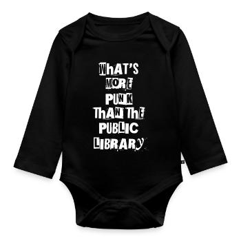 Qu’est-ce qui est plus punk que la bibliothèque publique ? I - Body Bébé bio manches longues - noir - Devant