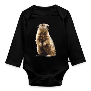 Murmeltiere Murmeltier - Baby Bio-Langarm-Body - Schwarz - Vorne