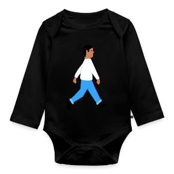 Walking Man - Baby Bio-Langarm-Body - Schwarz - Vorne