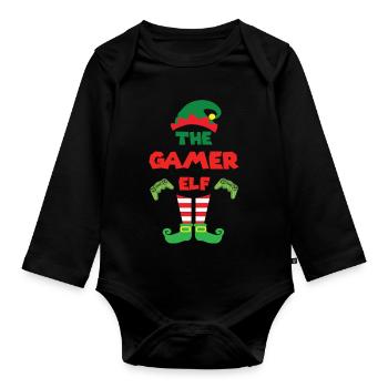Gamer Elf - Baby Bio-Langarm-Body - Schwarz - Vorne