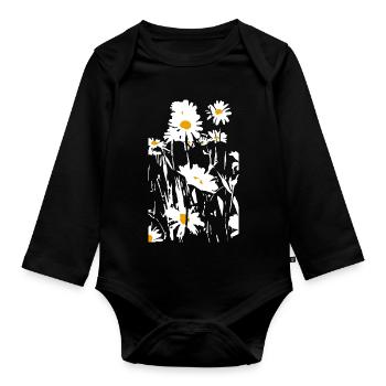 DAISIES - Organic Longsleeve Baby Bodysuit - black - Front