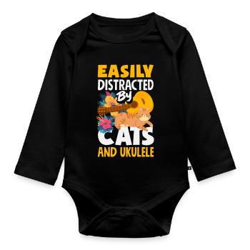 Funny Ukulele Designs and Sayings - Organic Longsleeve Baby Bodysuit - black - Front