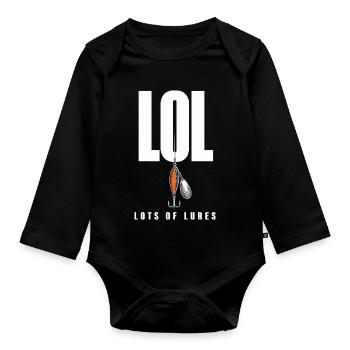 LOL Beaucoup de leurres, motif drôle de pêcheur pour - Body Bébé bio manches longues - noir - Devant