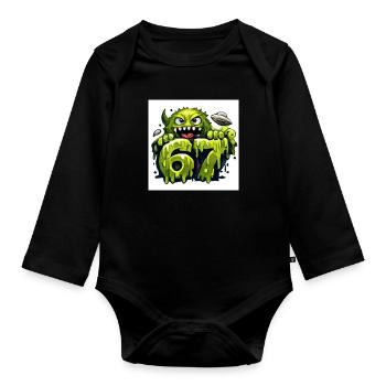 Green Slime Monster 67 - Organic Longsleeve Baby Bodysuit - black - Front