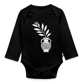 Antike Vase mit Blattzweigen - Baby Bio-Langarm-Body - Schwarz - Vorne