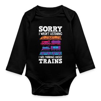 Je n’ai pas écouté. J’ai pensé à l’humour drôle des trains. - Body Bébé bio manches longues - noir - Devant