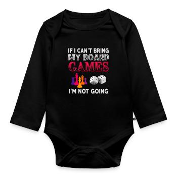 Without my games, without me! - Organic Longsleeve Baby Bodysuit - black - Front