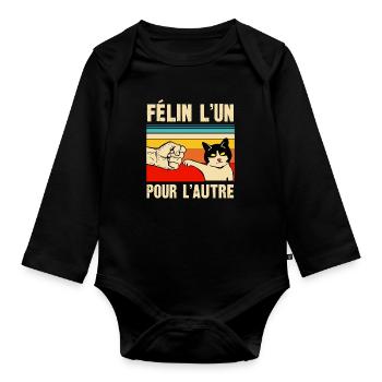 félin pour l'autre - Body Bébé bio manches longues - noir - Devant