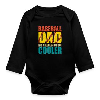 Baseball-Vater wie ein normaler Vater, aber cooler - Baby Bio-Langarm-Body - Schwarz - Vorne