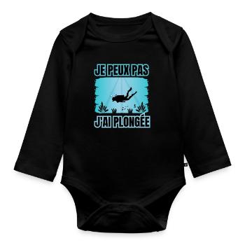je peux pas j'ai plongée - Body Bébé bio manches longues - noir - Devant