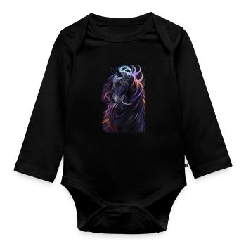 Abstract Horse Head Rider Love Horses Equestrian - Body Bébé bio manches longues - noir - Devant