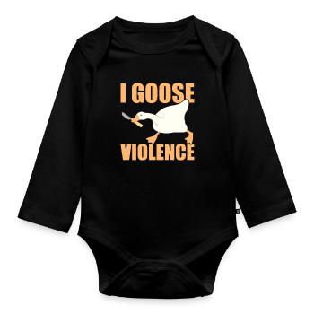 Sarcastic I Choose Violence Funny Duck Saying Duck - Baby Bio-Langarm-Body - Schwarz - Vorne