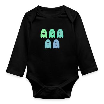 Halloween Ghost - Organic Longsleeve Baby Bodysuit - black - Front