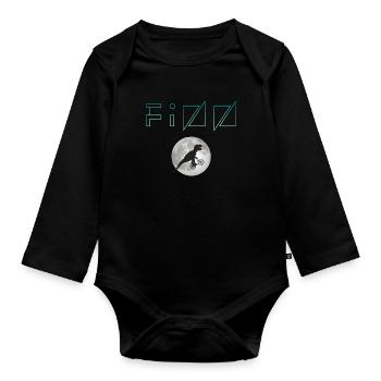 FINN - Beautiful boy name with dinosaur - Organic Longsleeve Baby Bodysuit - black - Front