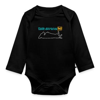 Enthousiaste à propos du teckel, facilement distrait par le teckel. - Body Bébé bio manches longues - noir - Devant