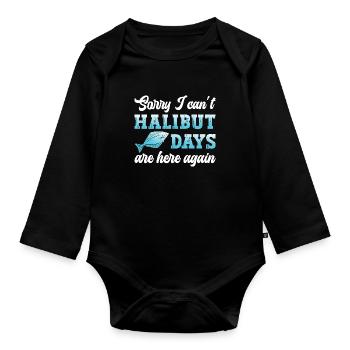 Halibut and fisherman accessories for men, - Organic Longsleeve Baby Bodysuit - black - Front