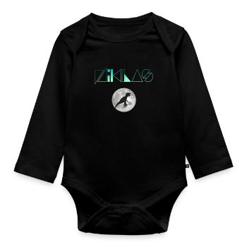 NIKLAS - Beautiful boy name with dinosaur - Organic Longsleeve Baby Bodysuit - black - Front