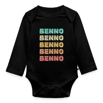 First name Benno - Organic Longsleeve Baby Bodysuit - black - Front