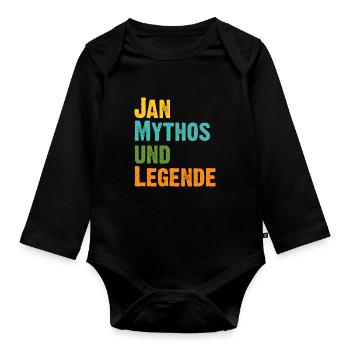 Jan der Mythos und Legende Vorname Jan - Baby Bio-Langarm-Body - Schwarz - Vorne
