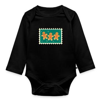 Weihnachtliche Lebkuchen - Baby Bio-Langarm-Body - Schwarz - Vorne