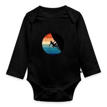 Climbing Climber Climber Sport Climbing Retro - Organic Longsleeve Baby Bodysuit - black - Front