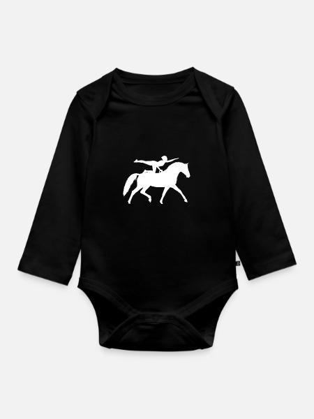 Voltigier Pferd Voltigieren Reiten - Baby Bio-Langarm-Body - Schwarz