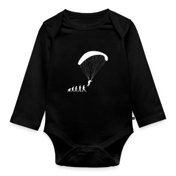 Gleitschirm Gleitsegeln Paraglider Pilot - Baby Bio-Langarm-Body - Schwarz - Vorne