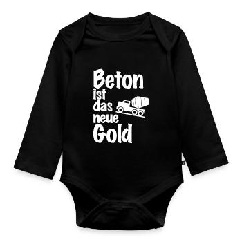 Beton ist das neue Gold - Baby Bio-Langarm-Body - Schwarz - Vorne