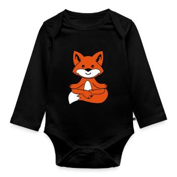 yoga fuchs 02 - Baby Bio-Langarm-Body - Schwarz - Vorne
