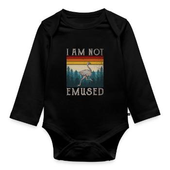 Retro Farben Emu Vogel Strauß Bird - Baby Bio-Langarm-Body - Schwarz - Vorne