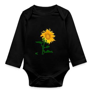 Sunflower summer flower garden meadow yellow nature - Organic Longsleeve Baby Bodysuit - black - Front