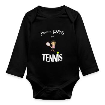 OBV - J’peux pas j’ai TENNIS #4 Edition limitée - Body Bébé bio manches longues - noir - Devant