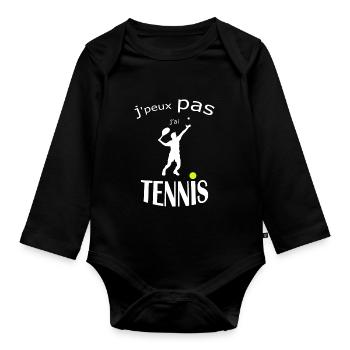 OBV - J’peux pas j’ai TENNIS #3 Edition limitée - Body Bébé bio manches longues - noir - Devant