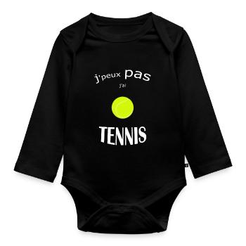 OBV - J’peux pas j’ai TENNIS #1 Edition limitée - Body Bébé bio manches longues - noir - Devant
