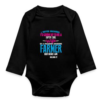 super coole bäuerin - Baby Bio-Langarm-Body - Schwarz - Vorne