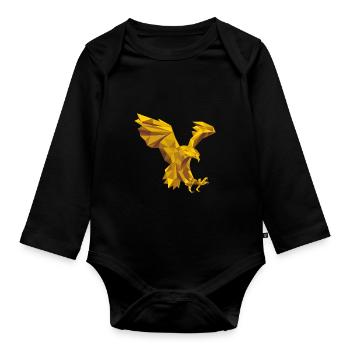 geometric eagle - Organic Longsleeve Baby Bodysuit - black - Front