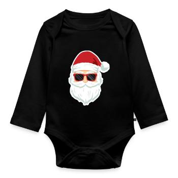 Weihnachten - Merry Christmas - Bad Santa - Organic Longsleeve Baby Bodysuit - black - Front