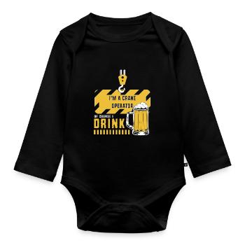 Crane operator crane - Organic Longsleeve Baby Bodysuit - black - Front