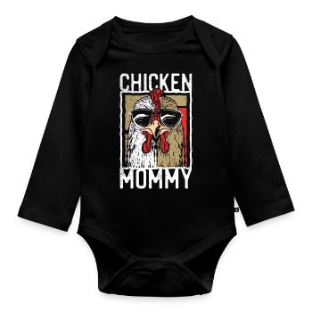 Maman de poulet - Chicken Chicken Farmer - Body Bébé bio manches longues - noir - Devant