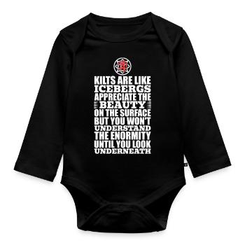 Schottischer Kilt Tracht - Schottenrock Schottland - Baby Bio-Langarm-Body - Schwarz - Vorne