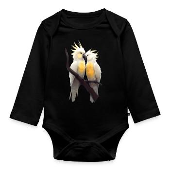 Pair of parrots - Organic Longsleeve Baby Bodysuit - black - Front
