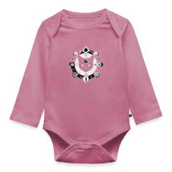 Easter Ostara Eostre Pagan Spring Hare - Organic Longsleeve Baby Bodysuit - mauve - Front