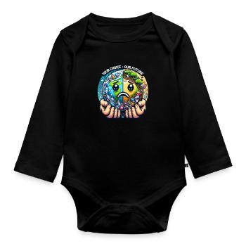 Anti Littering Keine Umwelt Müll Recyceln - Baby Bio-Langarm-Body - Schwarz - Vorne