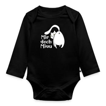Katze lustig Miau egal lustige Sprüche Haustier - Baby Bio-Langarm-Body - Schwarz - Vorne