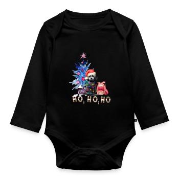 Weihnachtshund Pudel - Baby Bio-Langarm-Body - Schwarz - Vorne